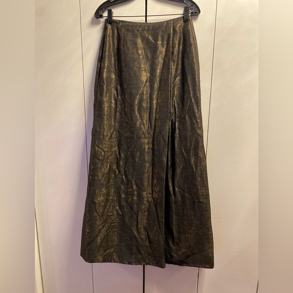 Carmen Marc Valvo Signature Maxi Skirt 8 Women Green Aline Shiny Elegant Party - Picture 7 of 15